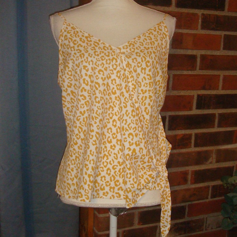 Blu Pepper Leopard Print Faux Wrap Tank Top L